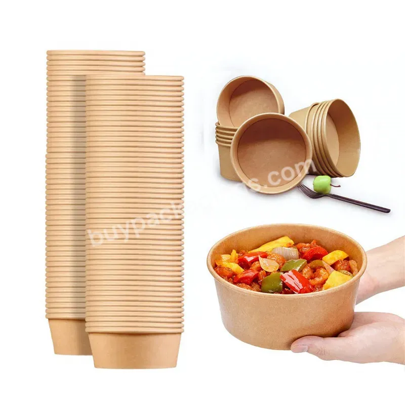Waterproof Eco-friendly Kraft Paper Bowl Fast Food Packaging Container Paper Bowls With Lid For Salad Packaging - Buy Kraft Paper Bowl,Fast Food Packaging Container,Paper Bowls.