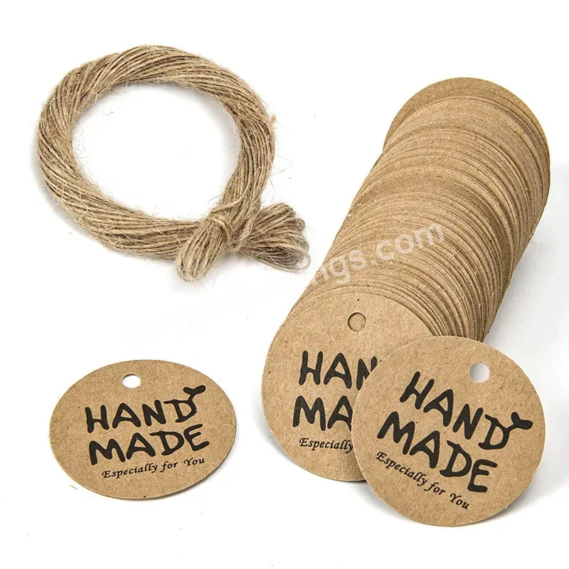 Wedding Decorations Gift Tags Brown Craft Hang Tags With Free Natural Jute Twine Thank You Round Kraft Paper Tags