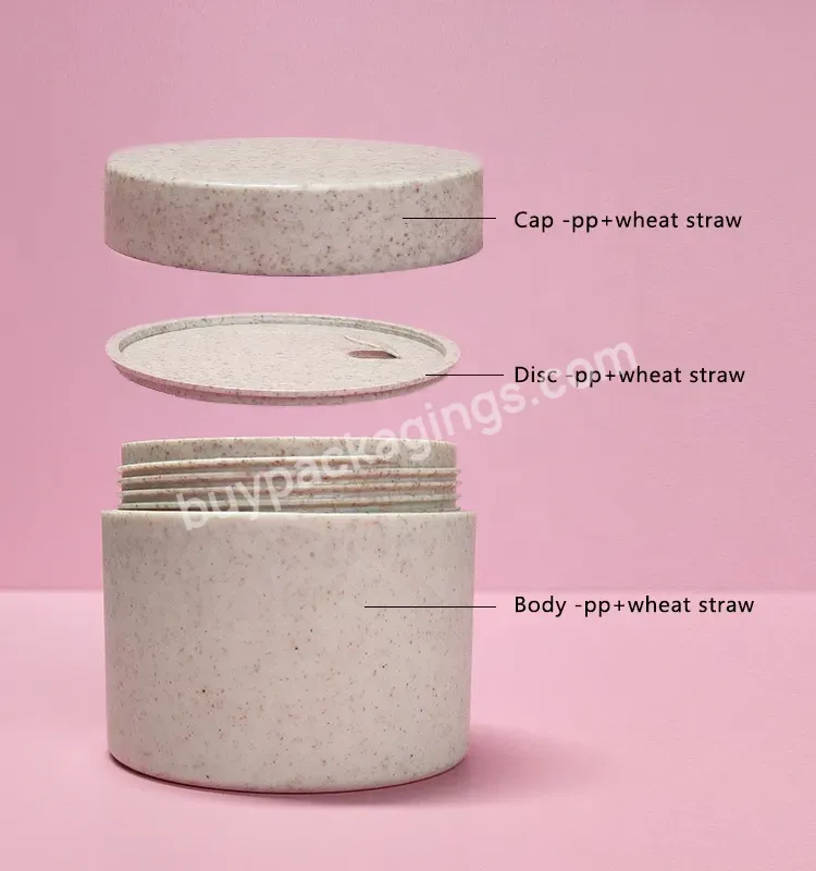 Wheat Straw Biodegradable Cosmetic Containers Cream Jar Wholesale Empty 50g 100g 250g - Buy Wheat Straw Cosmetic Jars,Wheat Straw Jar,Pp+wheat Straw.