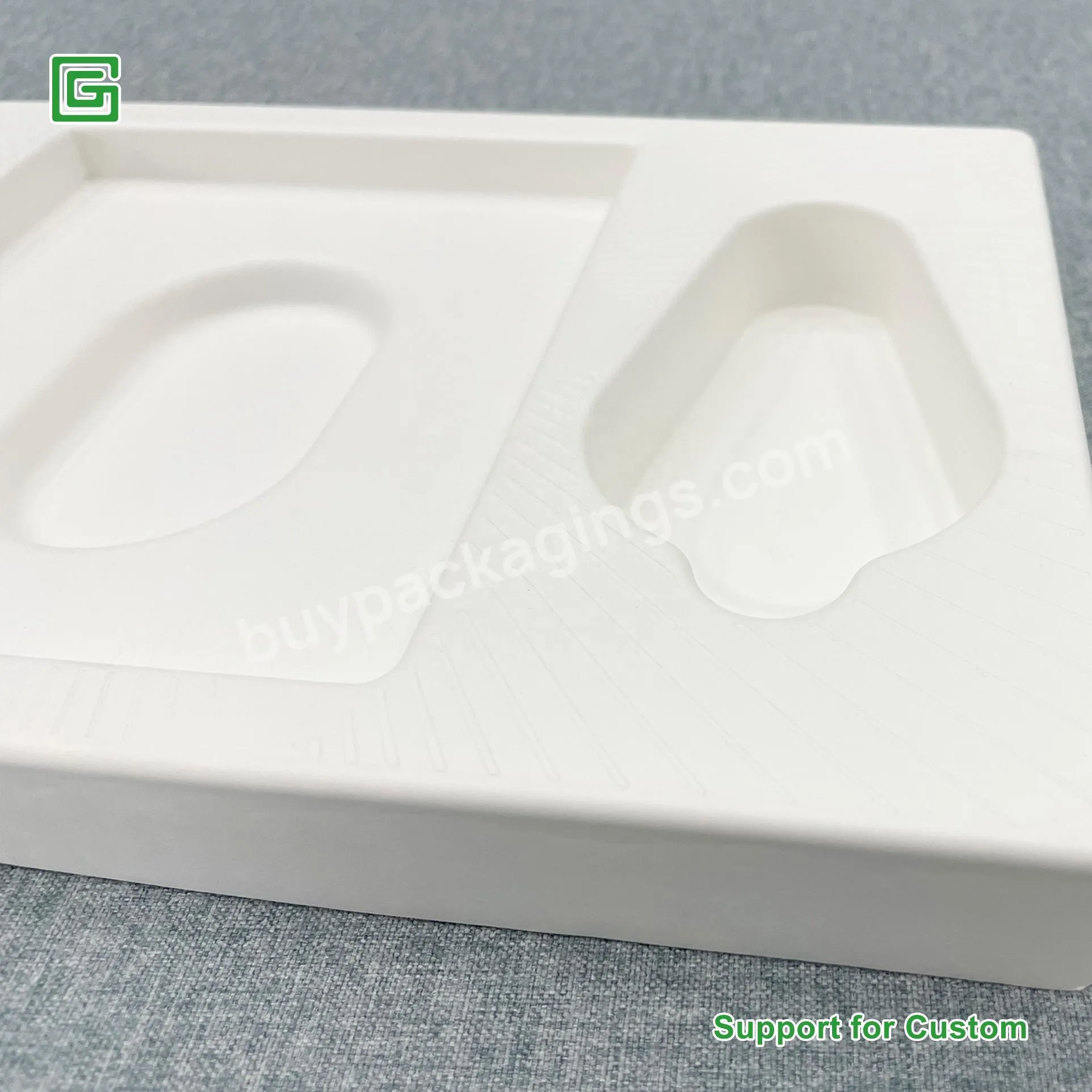 White Eco-friendly Cigar Gift Custom Paper Molded Pulp Inner Tray Packaging