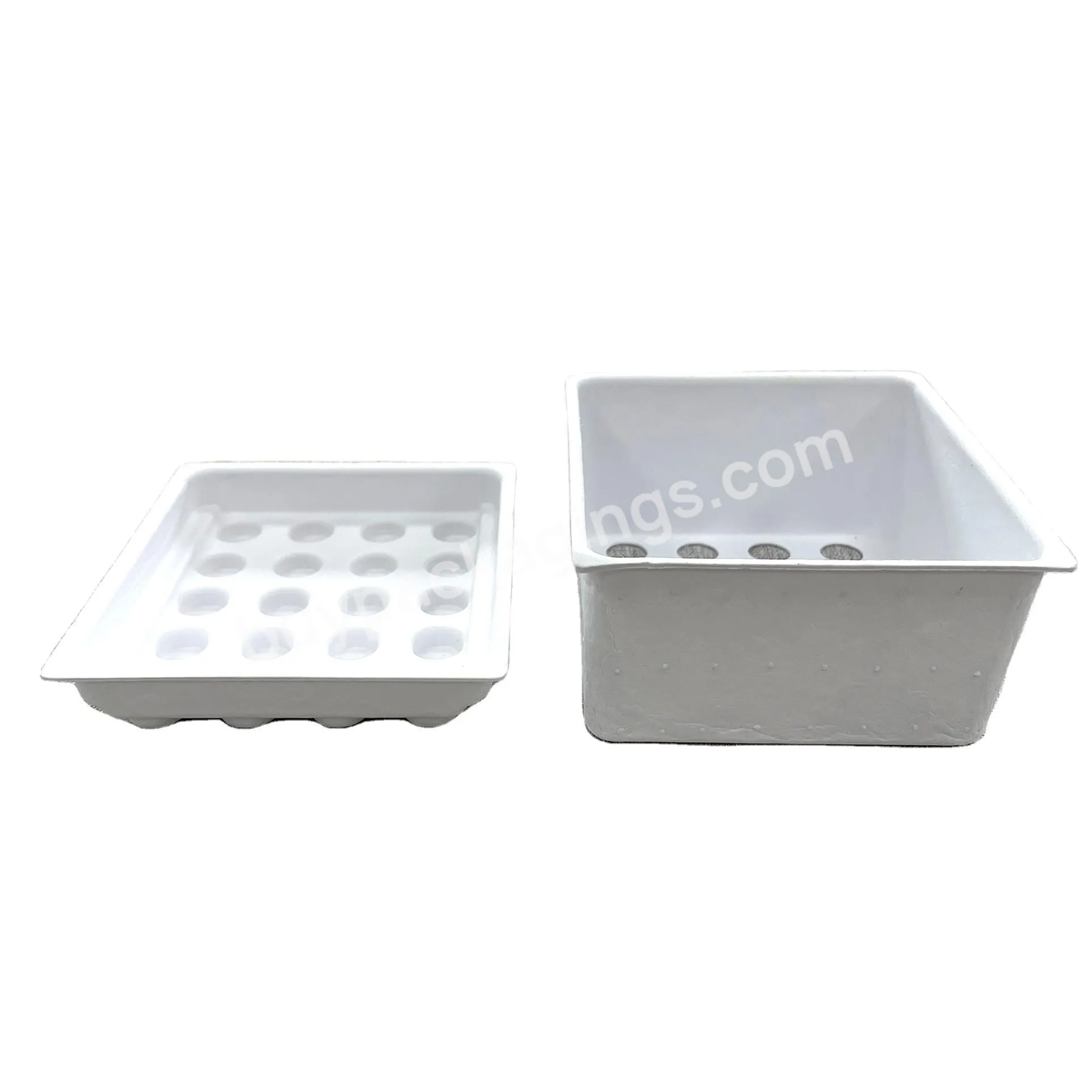 White Eco-friendly Cosmetics Essence Paper Molded Pulp Square Inner Tray Packaging With Free Design - Buy Skincare Packaging Tray,Perfume Pulp Tray,Perfume Sample Packaging.