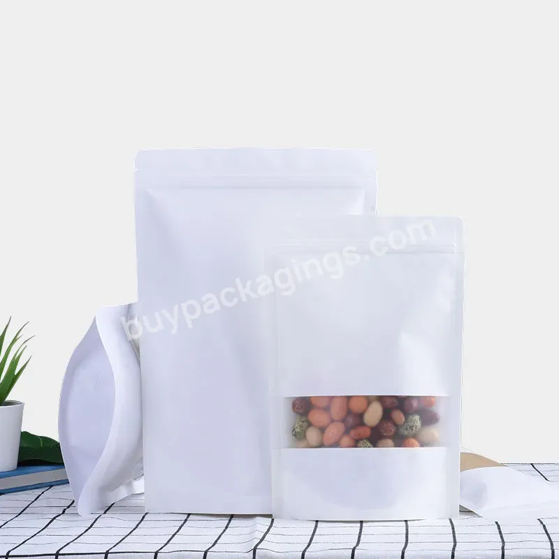 White Kraft Paper Resealable Ziplock Stand Up Food Storage Delivery Bags With Matte Window - Buy Resealable Paper Bag,Food Storage Bags,Bags With Matte Window.