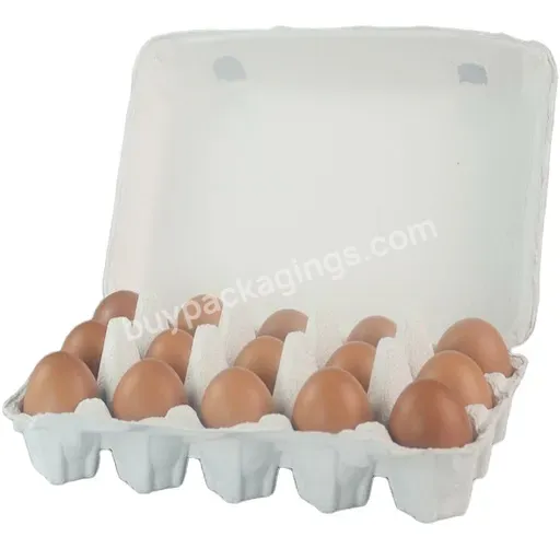 White Paper Pulp Egg Carton Biodegradable Pulp Fiber Egg Tray 15 Cell Poultry Packaging Egg Box - Buy 15 Egg Box,15 Egg Carton,Biodegradable Egg Carton.