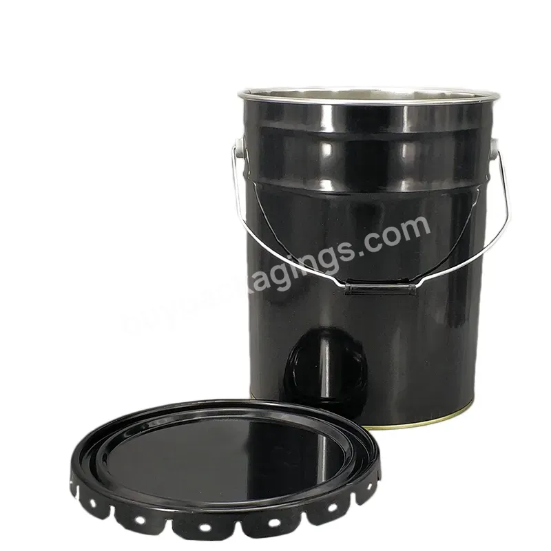 Wholesale 20 Liter Metal Container Drum Custom Logo 5 Gallon Tinplate Material Grease Pail Paint Tin Pail - Buy Customized,Black Oil Tin Can,Can Container.