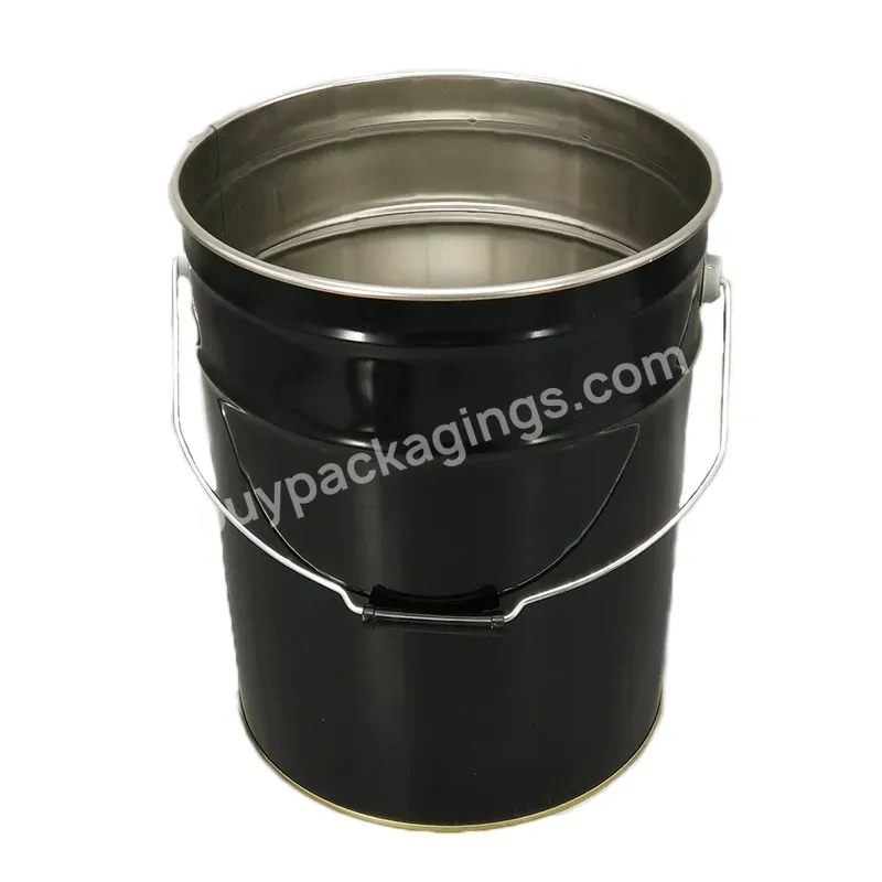 Wholesale 20 Liter Metal Container Drum Custom Logo 5 Gallon Tinplate Material Grease Pail Paint Tin Pail - Buy Customized,Black Oil Tin Can,Can Container.