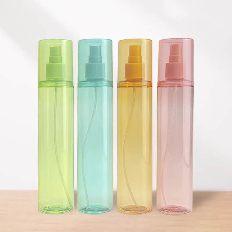 Wholesale 240 ML Colorful Perfume Sprays Bottle Cosmetic Transparent Packaging Plastic Bottle Round Shape Bottle Customize