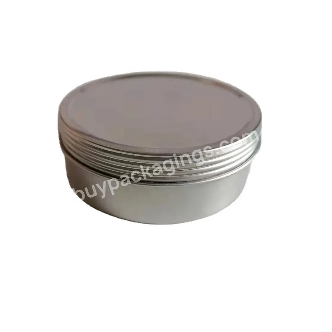 Wholesale 2oz Silver Flat Tin With Screw Lid Threaded Twist Off Lid Shallow Tin For Pomade Salve Cream Candle - Buy Screw Shallow Tin,Twist Flat Tin,Silver Candle Tin 2oz.