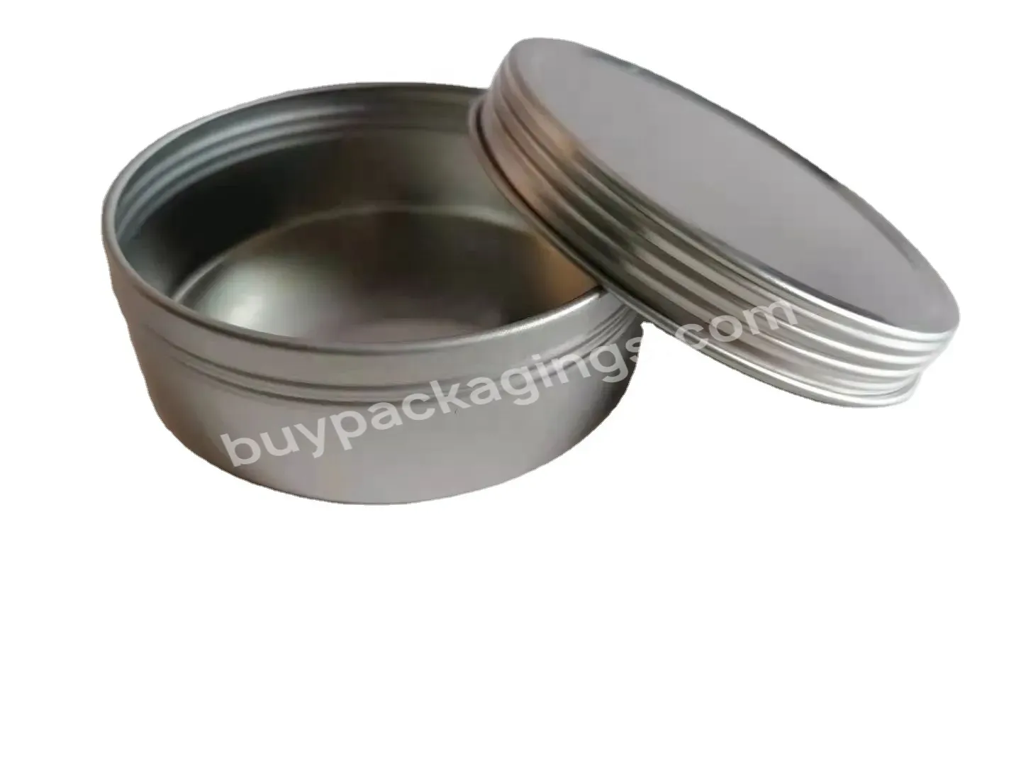 Wholesale 2oz Silver Flat Tin With Screw Lid Threaded Twist Off Lid Shallow Tin For Pomade Salve Cream Candle - Buy Screw Shallow Tin,Twist Flat Tin,Silver Candle Tin 2oz.