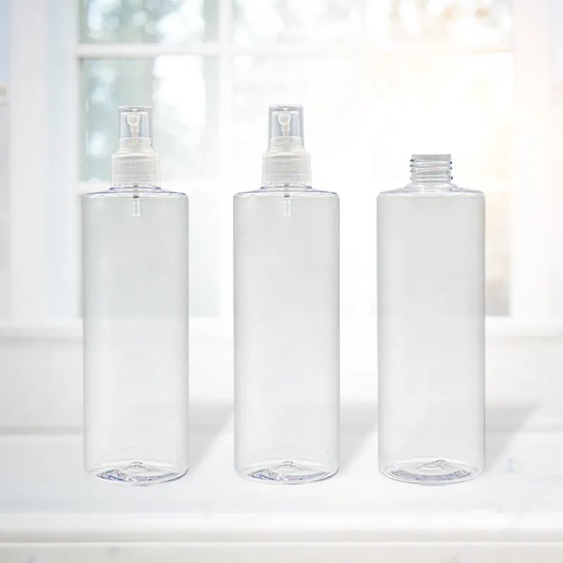 Wholesale 390ml Hand Wash Press Pumps Bottle Round Shape Shower Gel Packaging Bottle Transparent PET Plastic Bottle Customize