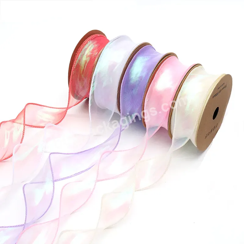 Wholesale 4cm*10yards Soft Colorful Fishtail Yarn Gauze Ribbon Roll For Bowknot Flower Bouquet Gift Diy Craft Packaging