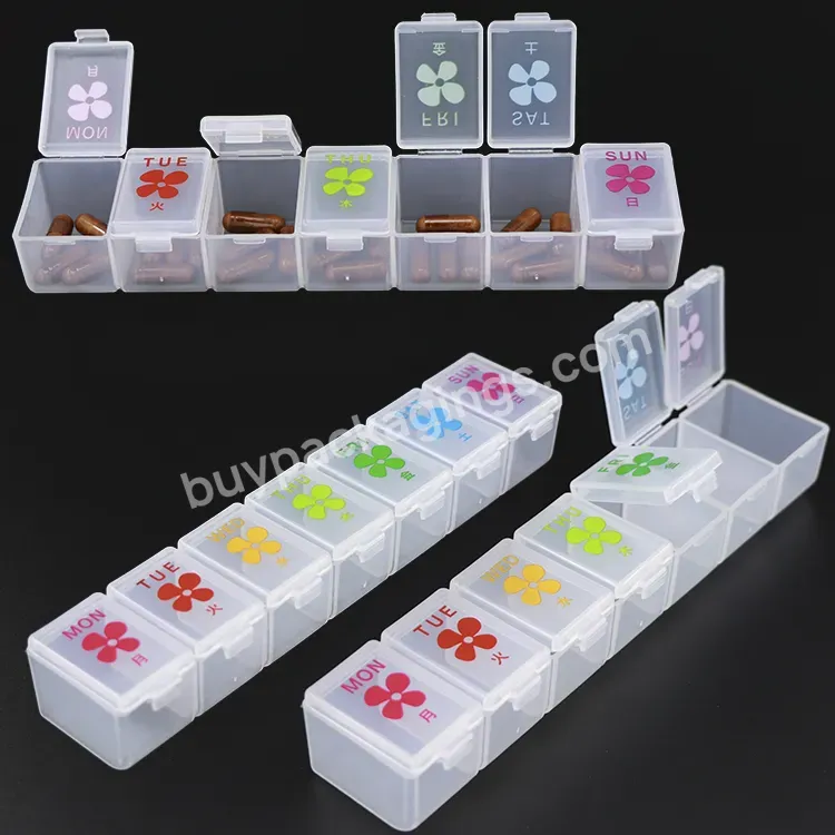 Wholesale 7 Day String Plastic Pill Boxes Organizer Travel Case Pill Box Can Customization Cute Weekly Logo