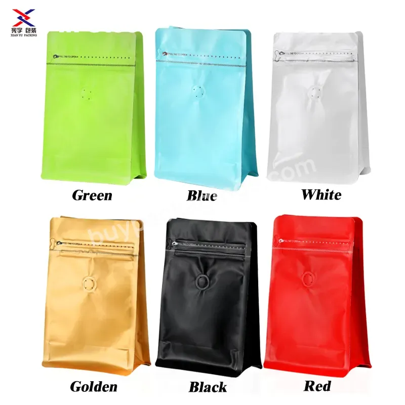Wholesale Aluminum Foil Flat Bottom Coffee Bags With Zipper Valve,Gold Red Coffee Bean Bag Packaging,Customized Printing - Buy Coffee Bag 16oz With Valve,Matte Coffee Bag With Valve,Gusset 12 Oz Coffee Bags With Valve.
