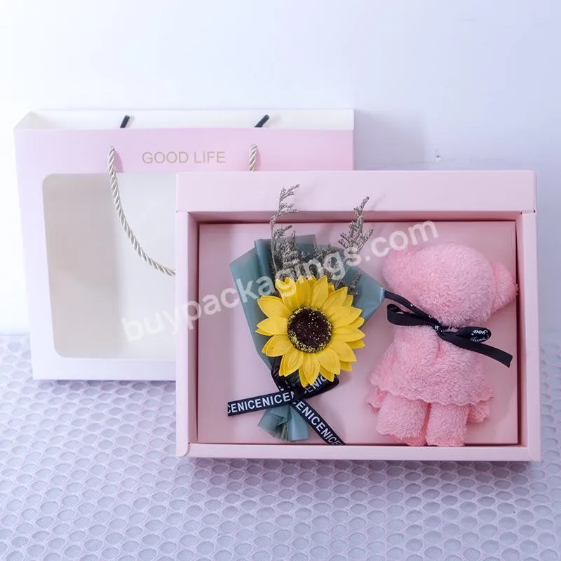 Wholesale Beauty Festival Gift Box High Quality Custom Paper Packaging Box With Towel Rose