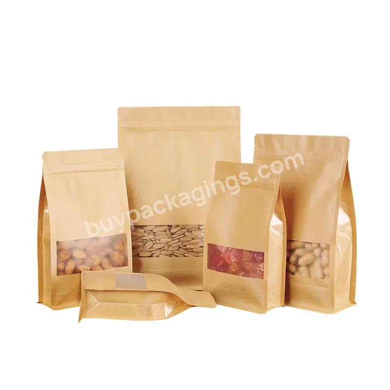 Wholesale Biodegradable Square Bottom Stand Up Zipper White Kraft Paper 12oz 340g Coffee Flat Bottom Bags With Zipper And Valve - Buy Coffee Bean Packaging Bag With Valve,Kraft Paper Zipper Lock Flat Bottom Grocery Bag,Custom Printed Kraft Paper Bag.