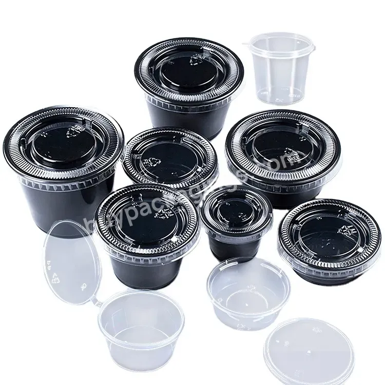 Wholesale Black/clear Pp Disposable Food Sauce Container Plastic Sauce Cups With Lids