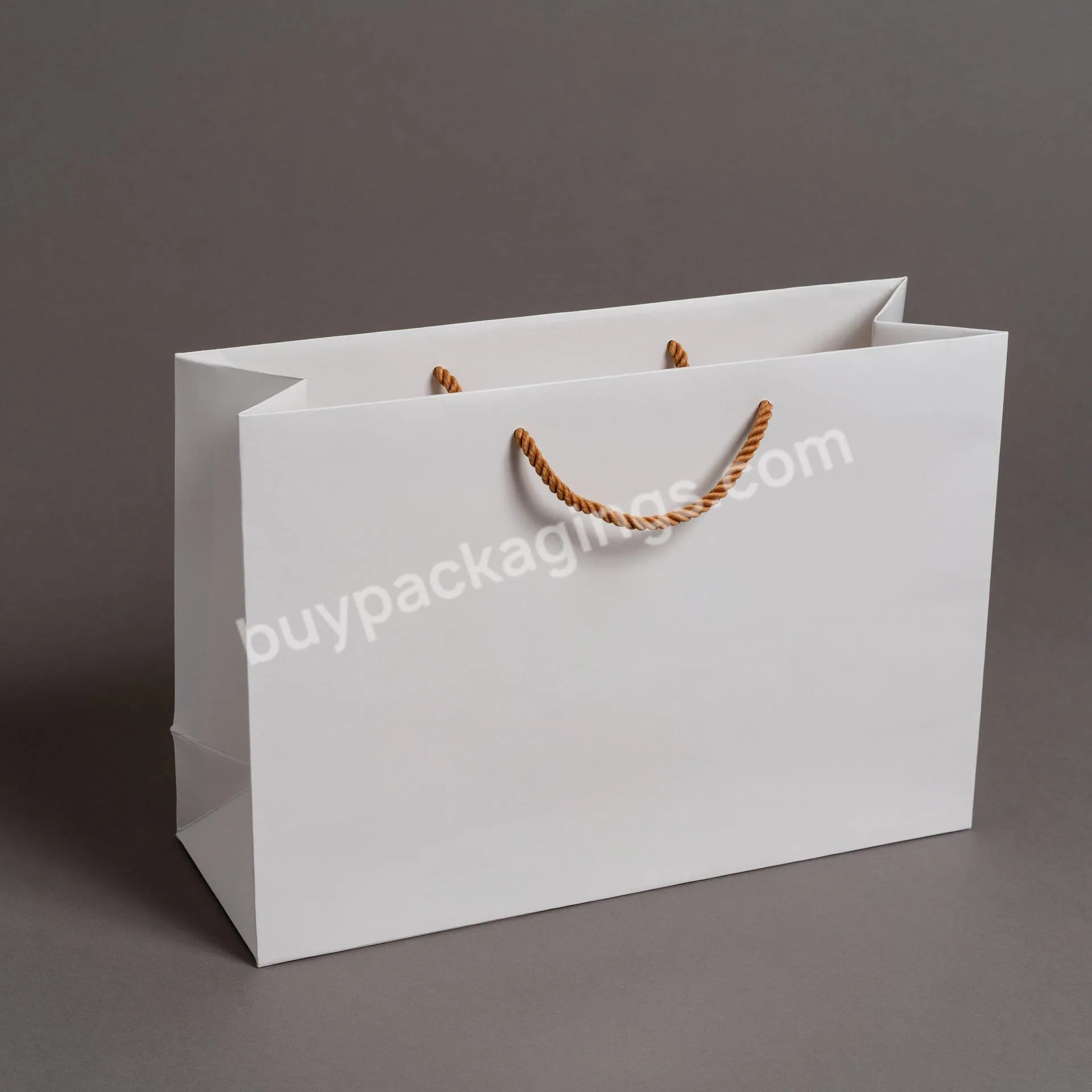 Wholesale Cheap Custom Design Classic Gift Clothing White Cardboard Shopping Paper Bag with Ribbon Handle