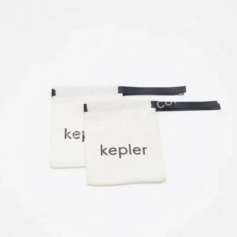 Wholesale Cheap Custom Logo Printed Cotton Linen Pouch Clear White Jewelry Earrings Single String Pouches