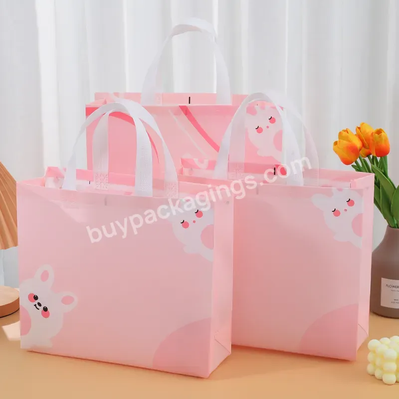 Wholesale China Factory Pink Recycle Eco Printing Foldable Reusable Custom Logo Pp Non Woven Stock Shopping Tote Bag