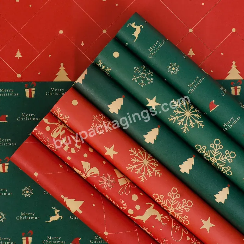 Wholesale Christmas Gift Wrapping Paper Color Printing Flower Gift Bouquet Wrapping Paper