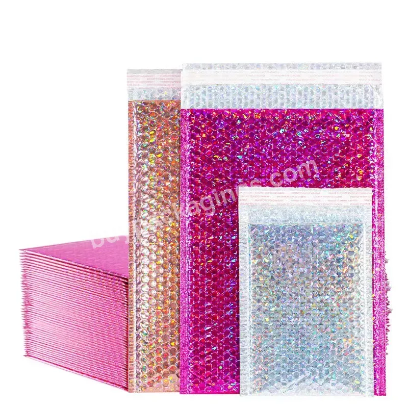Wholesale Christmas Thick Pink Rose Gold Courier Bag Packaging Custom Padding Envelope Metallic Holographic Poly Bubble Mailer - Buy Poly Bubble Mailer,Holographic Bubble Mailer,Metallic Bubble Mailer.