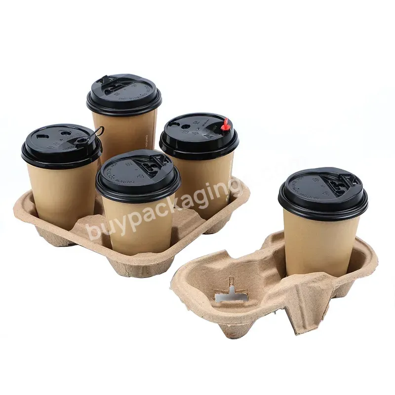Wholesale Coffee Cup Holder Tray Recycled Paper Pulp Molded 2 Cup Paper Cup Tray 4 Pack Paper Carry Tray - Buy 4 Cups Pulp Carrier Cardboard Coffee Cup Carrier,Sugarcane Bagasse Coffee Cup Trays - Pulp,Suitable For 8-22 Oz Cup Capacity 2/4 Cup Paper