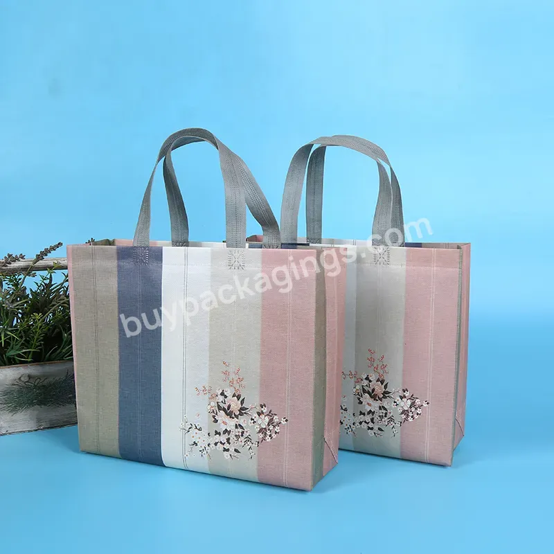 Wholesale Colorful Reusable Recyclable Laminated Large Capacity Custom Handle Pp Non Woven Stock Bag For Shopping