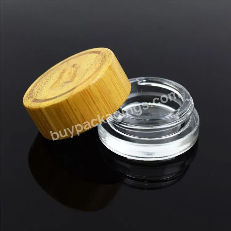Wholesale Cosmetic Face Cream Container 9ml Frosted Clear Glass Jar With Bamboo Wood Lid - Buy Child Proof Concentrate Jar 5ml 7ml 9ml,Hexagon Clear Concentrate Jar,Certified Concentrate Jar.