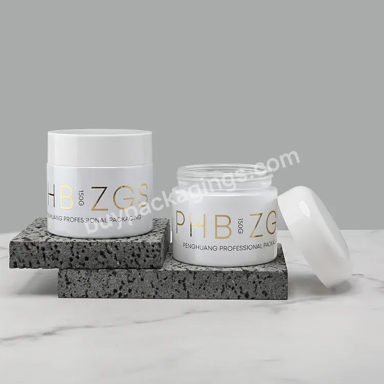 Wholesale Cosmetics Storage Container 150g Painted White Cosmetic Glass Jar With Plastic Screw Cap - Buy White Glass Cosmetic Jar,Glass Jar Container,Cream Glass Jar With Lid.