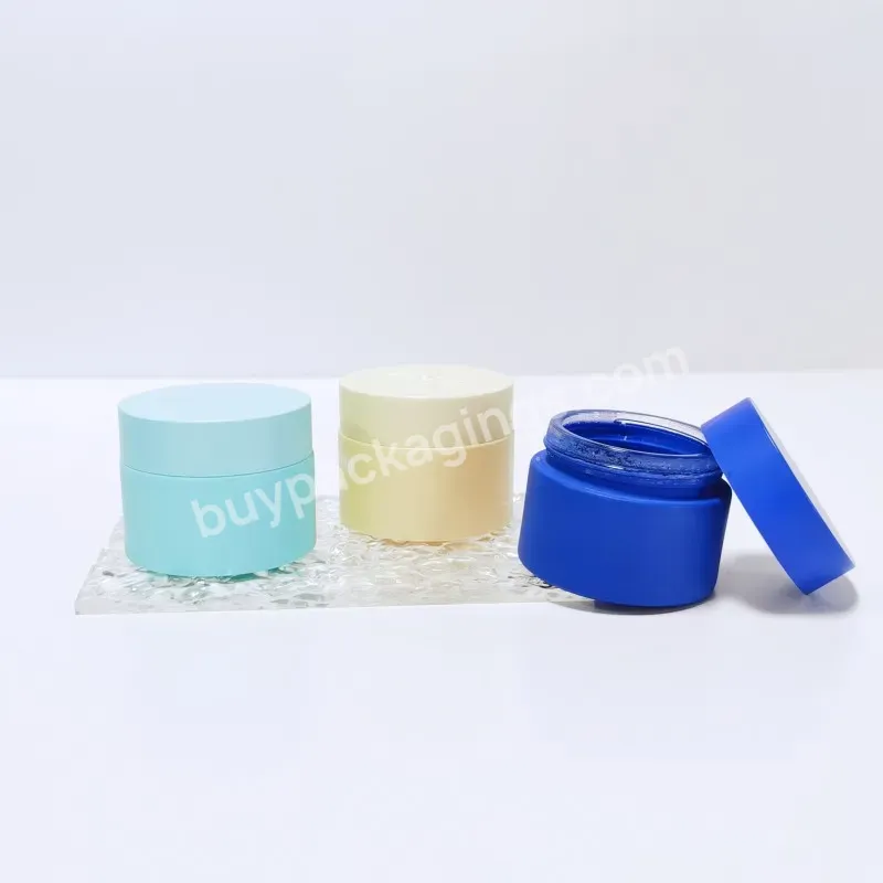 Wholesale Cream Container Colorful Frost Glass Jar With Plastic Lid 50g Glass Cosmetic Jars