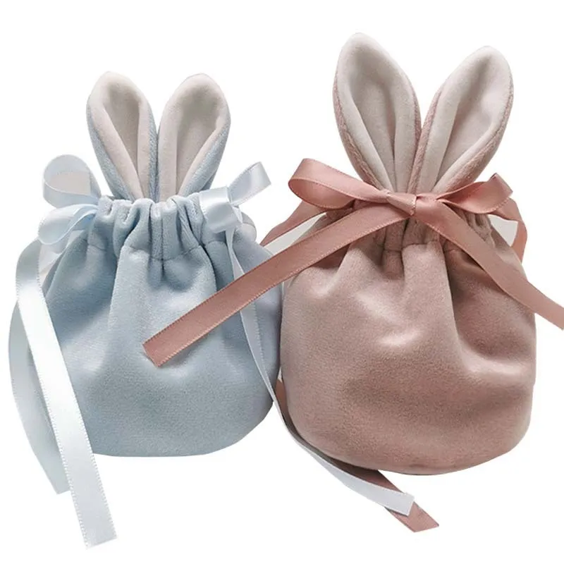 wholesale creative Rabbit Ears Velvet bag Party wedding Candy Gift Wrapping Gift Bundle pocket drawstring bag