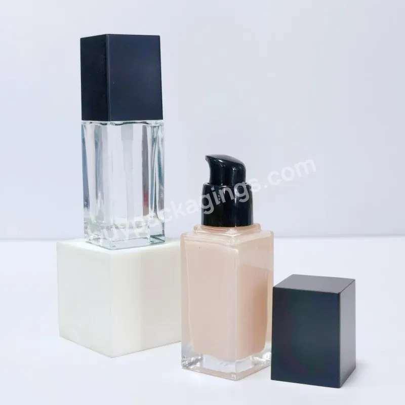Wholesale Custom 15ml 20ml 30ml 40ml Empty Square Cosmetic Frosted Liquid Foundation Container Glass Bottle With Pump - Buy Foundation Bottle 30ml,Empty Foundation Bottle,Glass Bottle.
