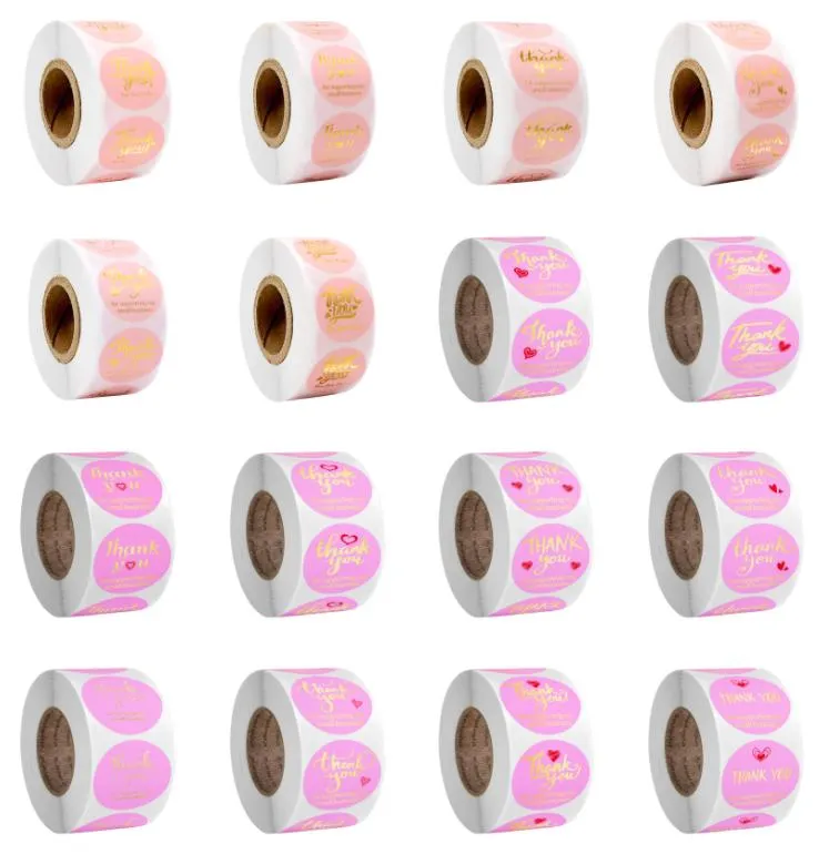 Wholesale Custom Circle Stickers Adhesive Paper Packaging Labels Round Label Cute Pink Small Business Thank You Stickers