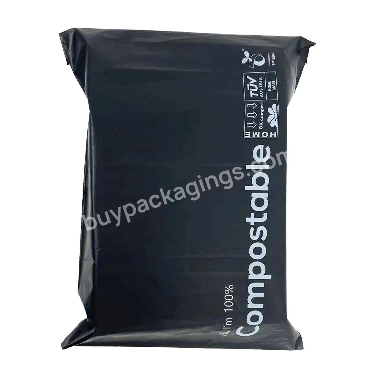 Wholesale Custom Design Strong Adhesive Biodegradable Shipping Mailing Bag Matte Black Poly Mailer Compostable Mailer