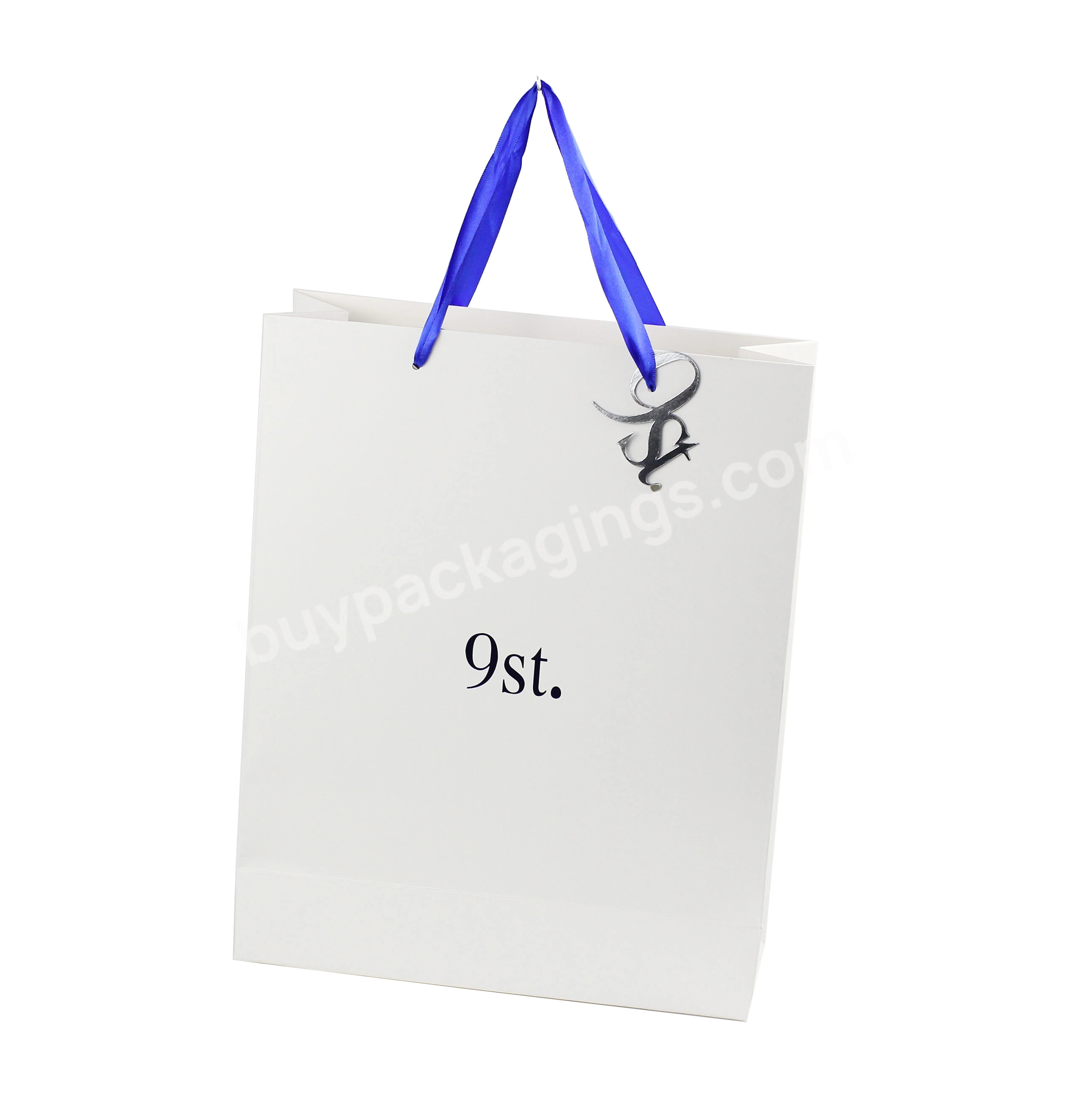 Wholesale Custom Logo Cardboard Packaging White Luxury Gift Shopping Jewelry Paper Bag With Handles