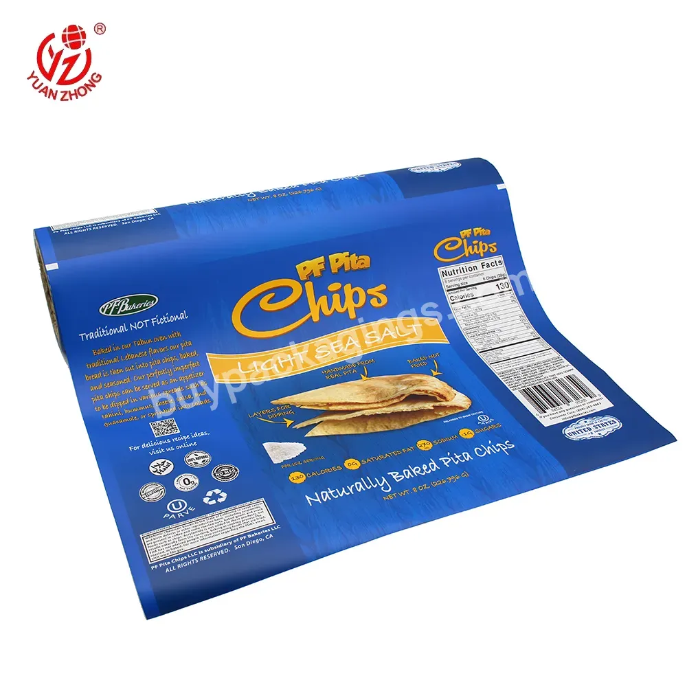 Wholesale Custom Logo Design Clear Printing Aluminum Foil Plantain Banana Corn Tortilla Potato Chips Packaging Plastic Film