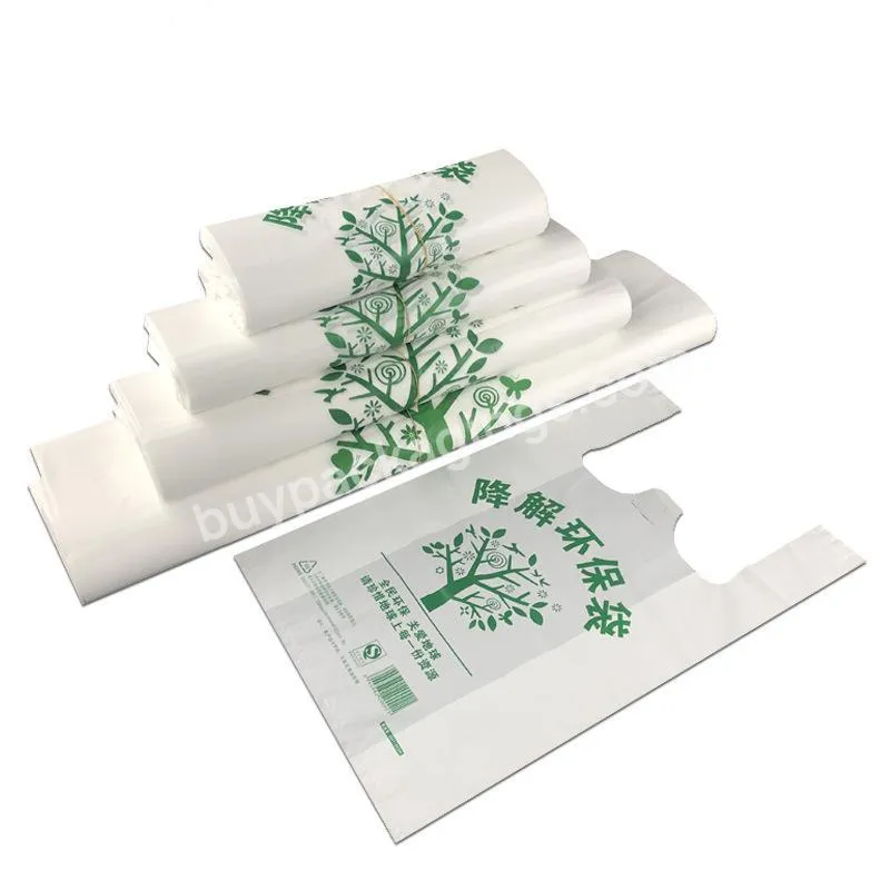 Wholesale custom logo eco biodegradable plastic vest bag compostable epi bin liner rubbish T-shirt plastic bag for supermarket