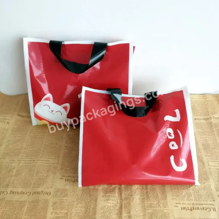 Wholesale Custom Logo Packaging Clothing Red Pe Biodegradable Plastic Shopping Bag Thank You Gift Bag With Handle - Buy Thank You Gift Bag,Custom Plastic Bag,Shopping Bag.