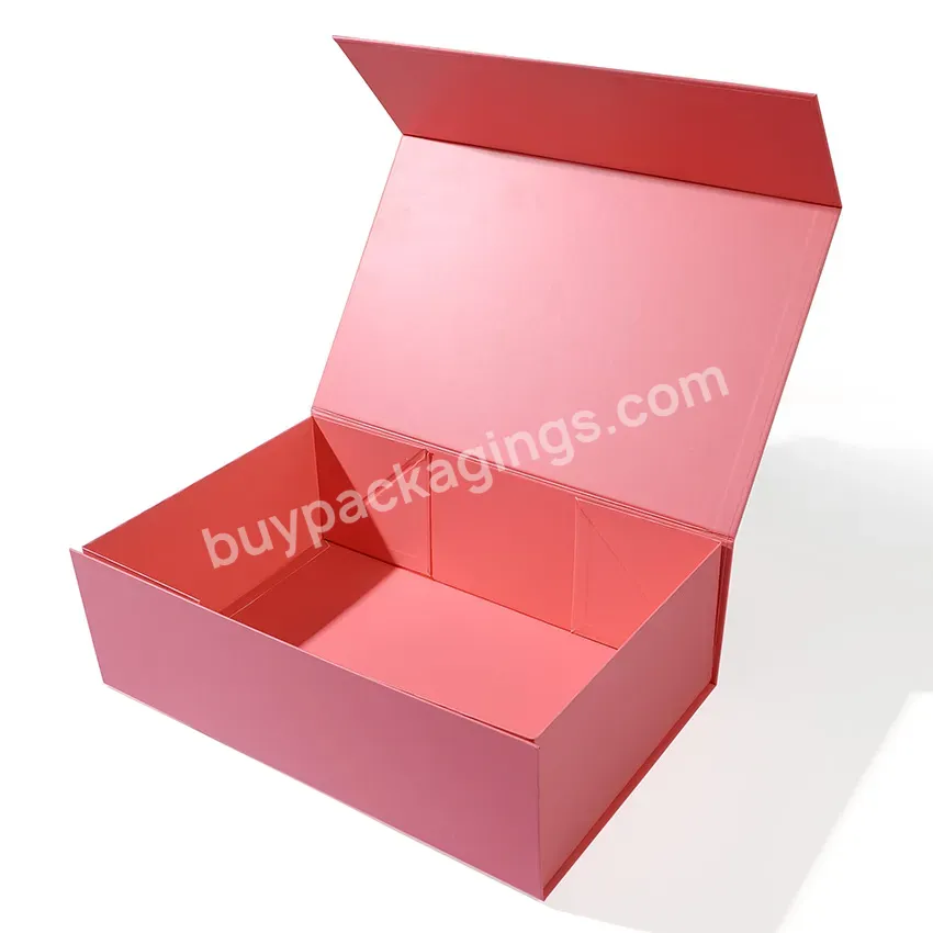 Wholesale Custom Logo Pink Cardboard Magnet Foldable Folding Magnetic Gift Box Garment Apparel Clothing Paper Packaging Box - Buy Cardboard Folding Box,Paper Folding Boxes,Folding Magnetic Box.