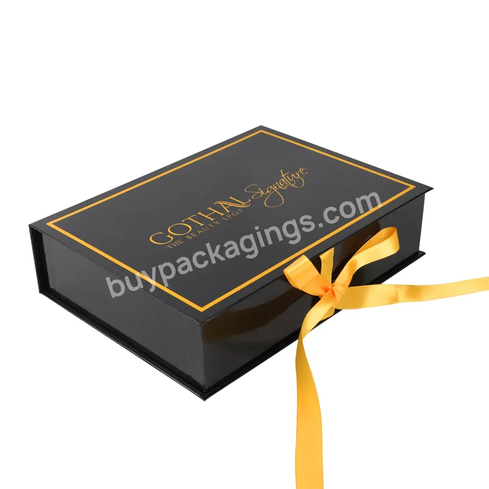 Wholesale Custom Logo Ready To Ship Sample For Hair Extension Wig Packaging Cardboard Magnetic Black Gift Box Ribbon - Buy Magnetic Gift Box,Magnetic Gift Box Ribbon,Gift Box Ribbon For Hair Extension.