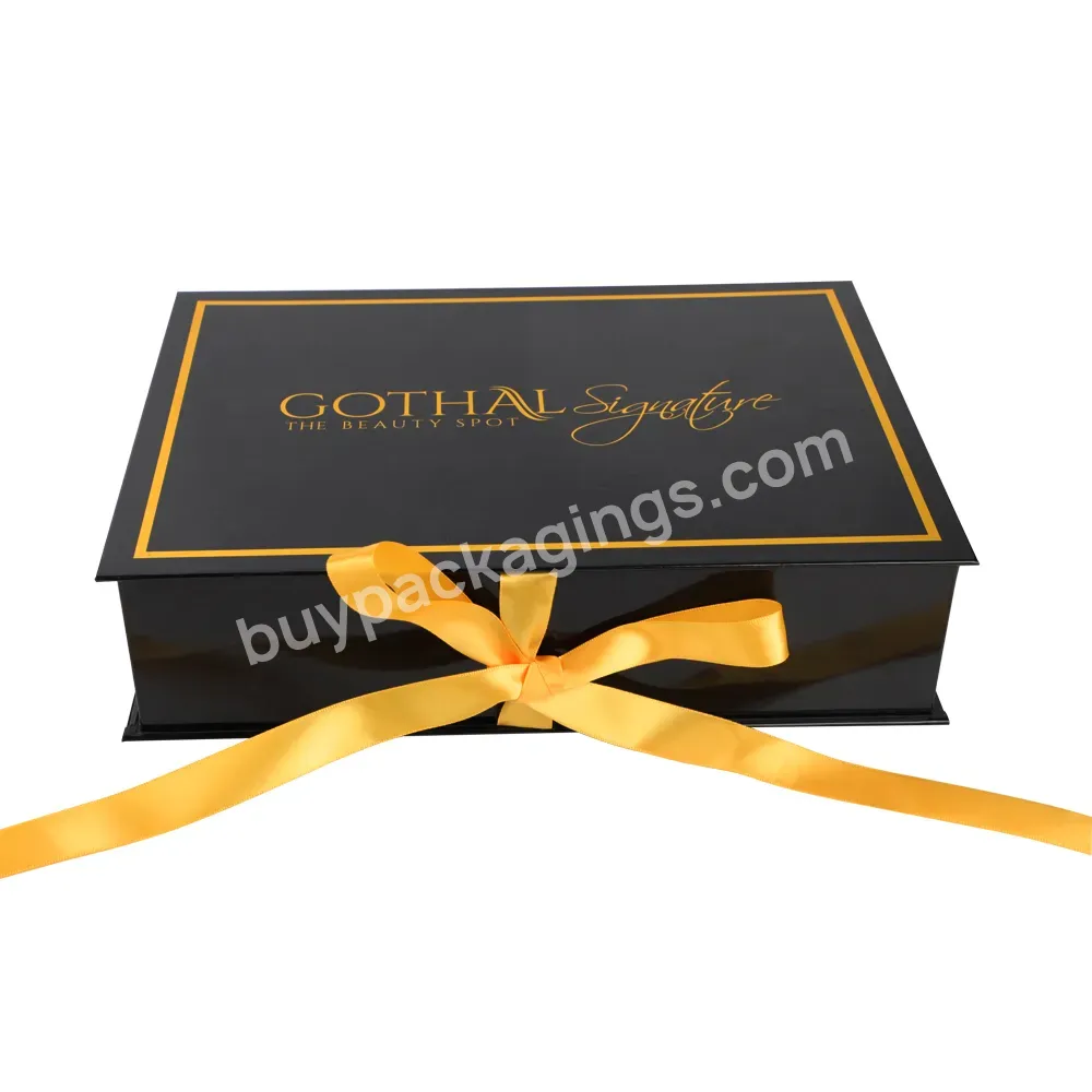 Wholesale Custom Logo Ready To Ship Sample For Hair Extension Wig Packaging Cardboard Magnetic Black Gift Box Ribbon - Buy Magnetic Gift Box,Magnetic Gift Box Ribbon,Gift Box Ribbon For Hair Extension.