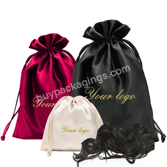 Wholesale Custom Logo Silk Wig Bags Satin Hair Bag
