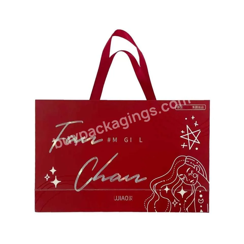 Wholesale Custom Luxury Brand gift paper bag garment clothing boutique shopping gift paper bags With ribbon handles