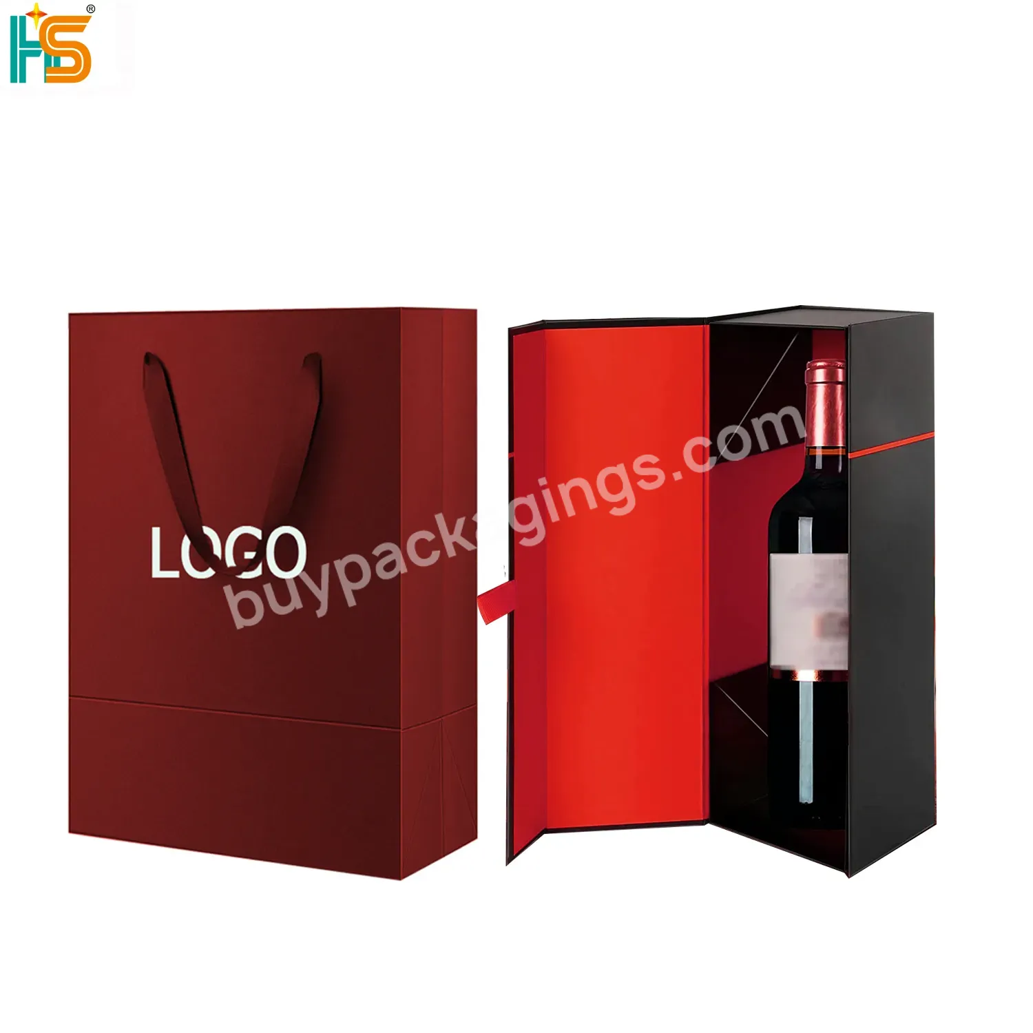 Wholesale Custom Luxury Cardboard Paper Magnetic Single Red Wine Bottle Gift Packaging Box - Buy Wine Box,Wine Packaging Box,Red Wine Box.
