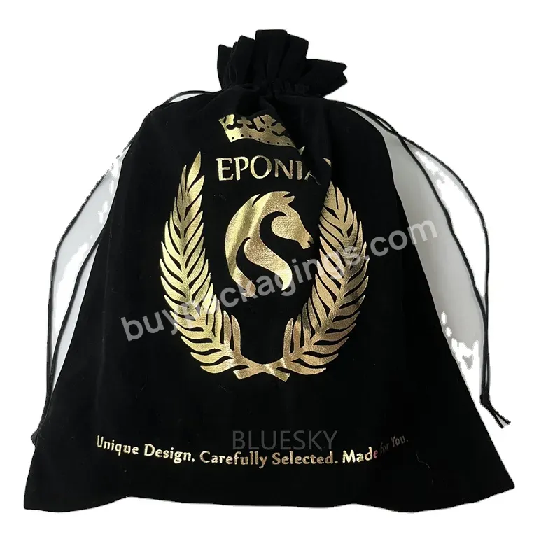 Wholesale Custom Multifunction Jewelry Pouch Suede Microfiber Handbag Packaging Drawstring Bag With Gold Logo