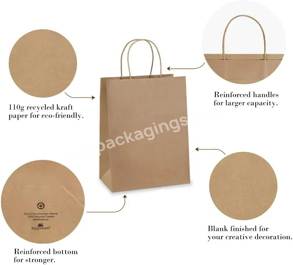 Wholesale Custom Packing Bags Good High Quality Brown Kraft Paper With Handles