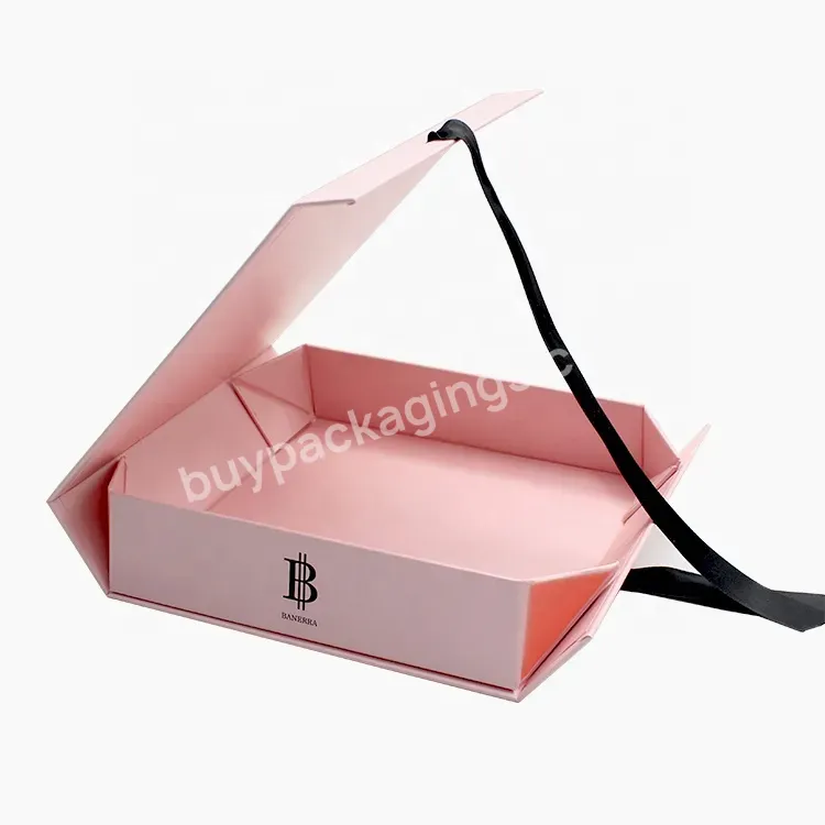 Wholesale Custom Paper Gift Folding Box With Ribbon Wedding Gift Box Packaging Box Printing Logo - Buy Folding Packaging Box,Wedding Gift Box,Packaging Boxes.
