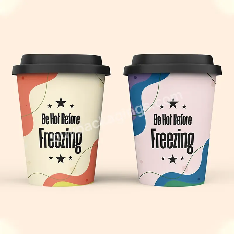Wholesale Custom Print Logo Take Away Compostable Biodegradable Disposable 4oz 12oz 16oz Single Double Wall Coffee Paper Cups
