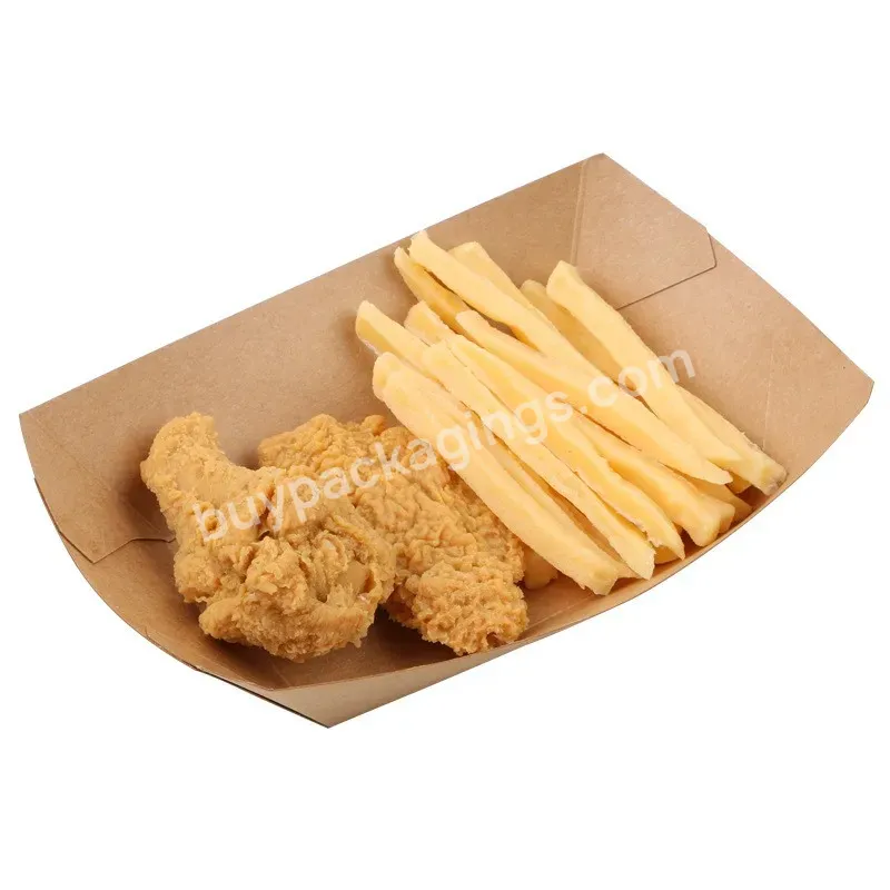 Wholesale Custom Printed Disposable Eco Friendly Fast Food French Fries Kraft Paper Boat Serving Container Packaging Box - Buy Customized Logo Recycled White Lunch Pizza Hamburger Fried Chicken Bread Noodle Take Away Kraft Paper Boat Serving Box,Cust