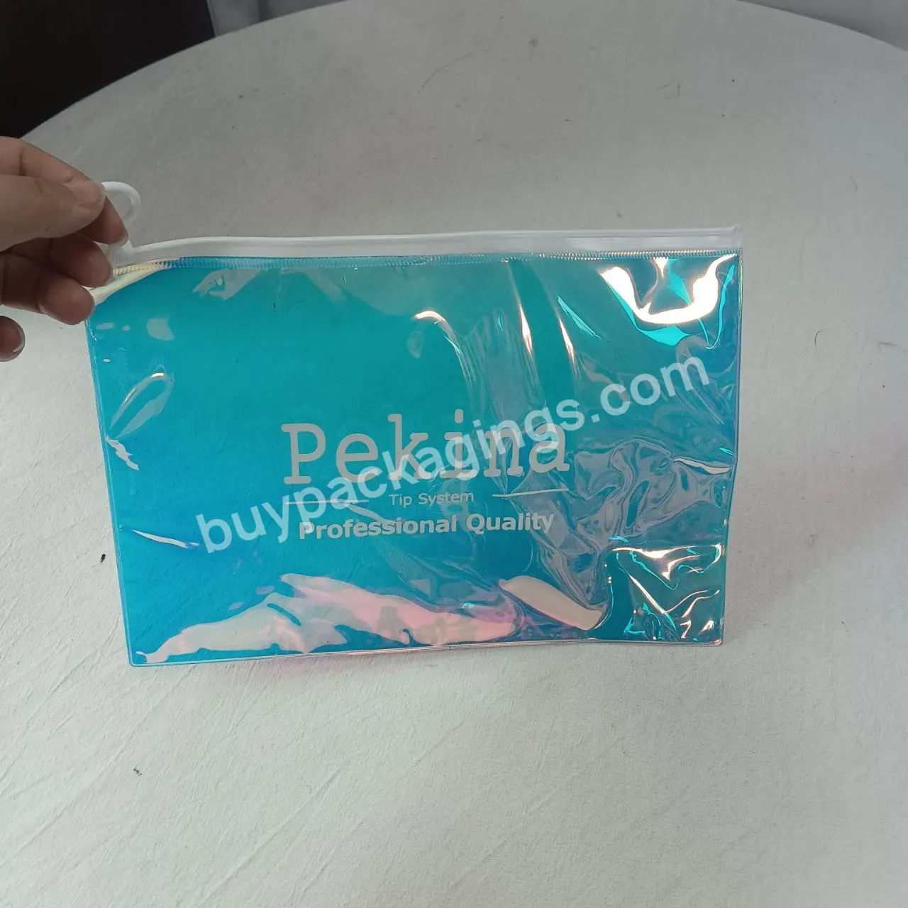 Wholesale Custom Printing Logo Strong Thick Holographic Jewelry Packaging Cosmetic Waterproof Pvc Zip Bag Bag - Buy Custom Package Bags With Logo,Waterproof Zip Lock Packaging Bag,Holographic Pvc Plastic Bags.