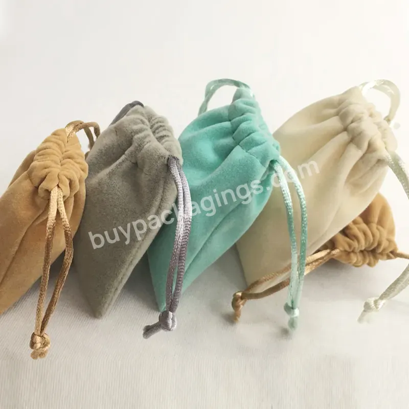 Wholesale Custom Suede Pouch Velvet Jewelry Pouch Drawstring With Printed Logo Packaging Bag